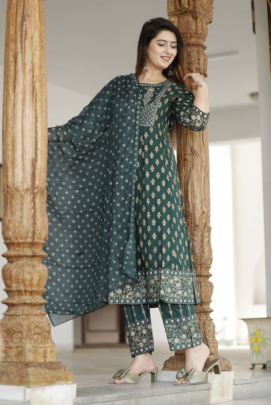 Women Palazzo and Dupatta Set Cotton Rayon