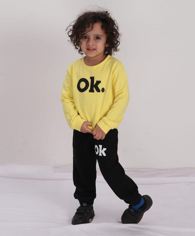 Boys & Girls Party(Festive) T-shirt Pant  (Yellow)