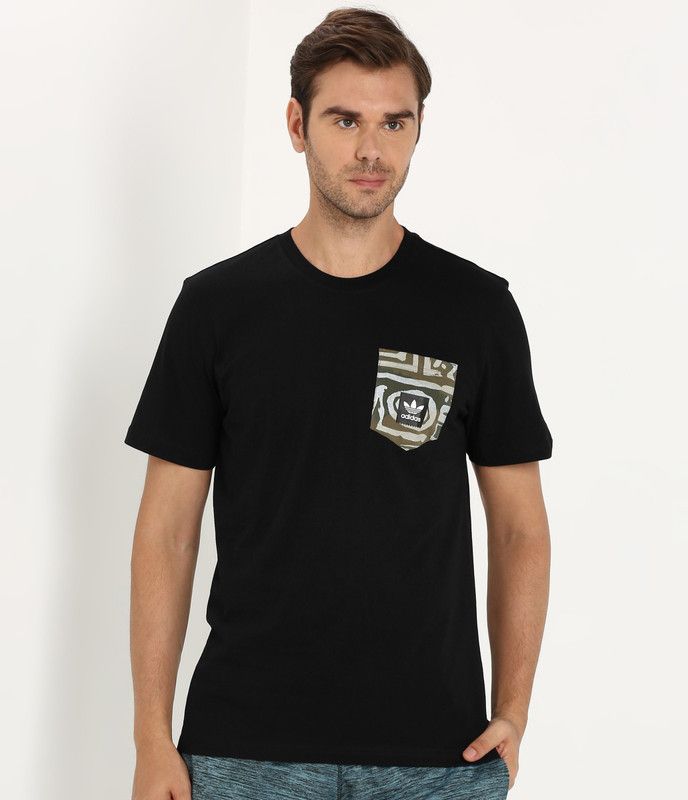 DAKARI PKT TEE Men Printed Round Neck Pure Cotton Black T-Shirt
