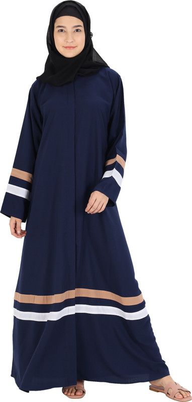 ARoohSa ABAYA BURQA BLUE CREPE 838 Crepe Abaya  (Blue)