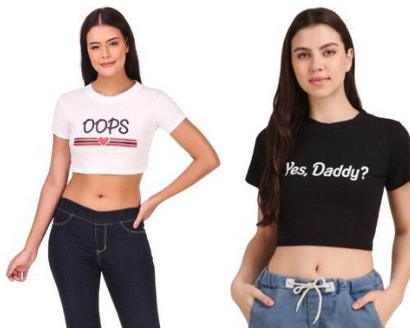 Casual Graphic Print Women Pink, Black Top