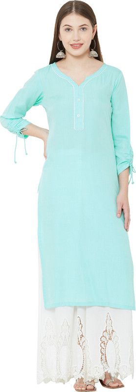 Women Solid Modal Straight Kurta  (Blue)