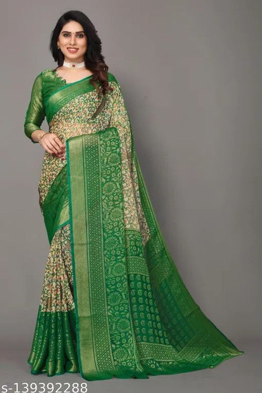 Paisley Bollywood Brasso Saree  (Green)