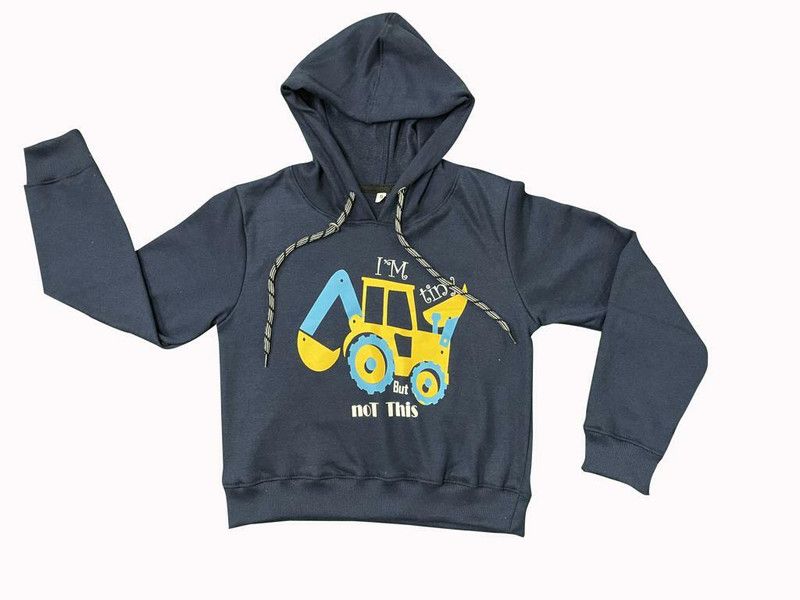 Boys Full Sleeve Printed, Solid Hooded Sweatshirt