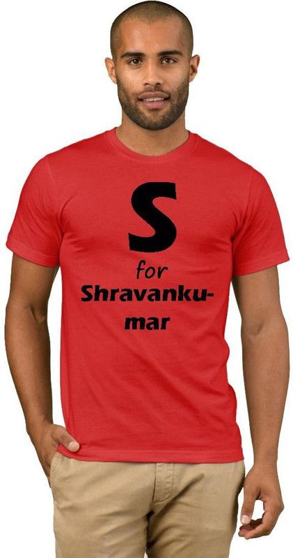Shravankumar College Fashion 30 Men Printed Round Neck Cotton Blend Red T-Shirt