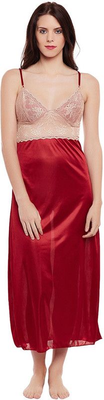 Pack of 2 Women Nighty with Robe  (Maroon)