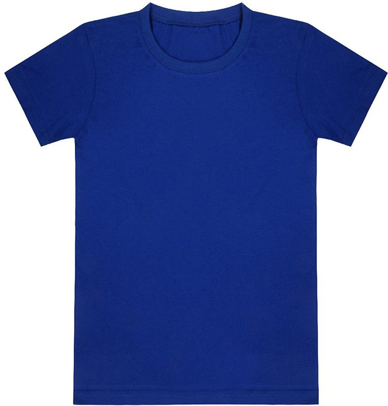 Boys Solid Cotton Blend T Shirt  (Blue, Pack of 1)