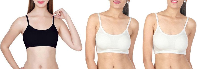Pack of 3 Women Bralette Lightly Padded Bra  (White, Black)