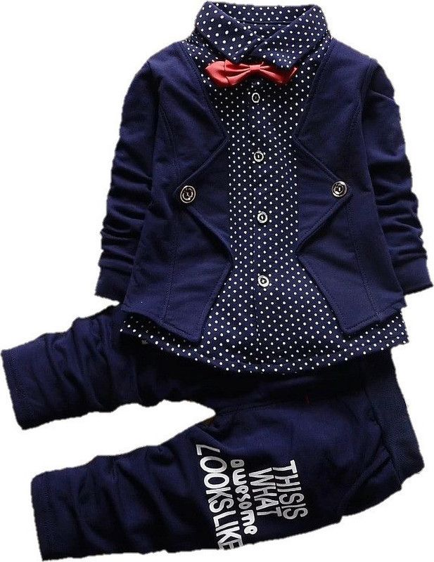 Baby Boys Party(Festive) Blazer Trouser, Shirt  (Blue)