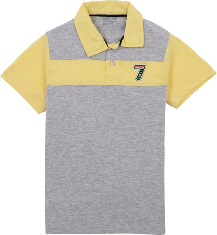 Boys Colorblock Pure Cotton T Shirt  (Grey, Pack of 1)