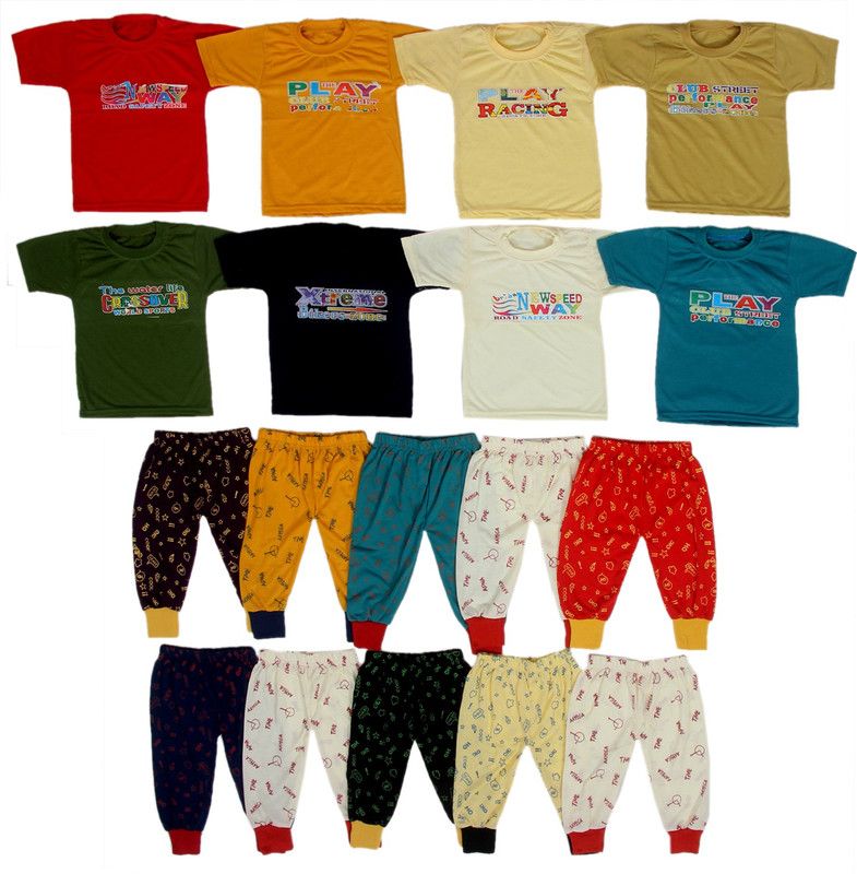 Baby Boys & Baby Girls Casual T-shirt Track Pants  (Multicolor)