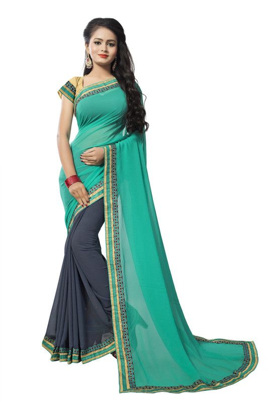 Embellished, Solid/Plain Daily Wear Georgette Saree  (Multicolor)