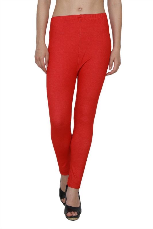 KEX Ankle Length Ethnic Wear Legging  (Red, Solid)