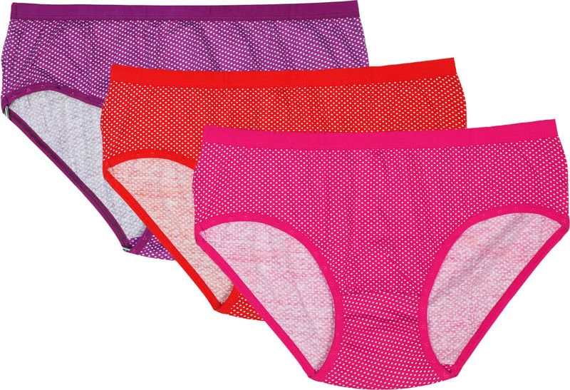 Pack of 3 Women Hipster Purple, Red, Pink Panty