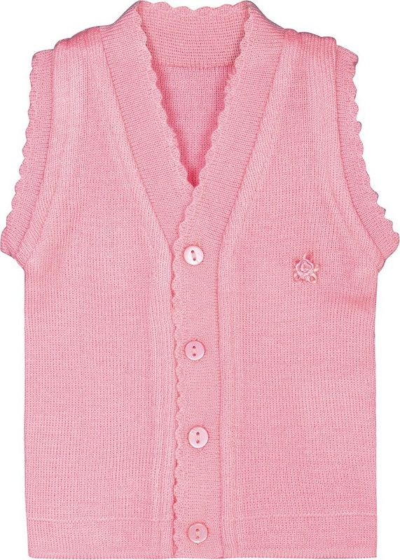Baby Boys & Baby Girls Solid V Neck Pink Sweater