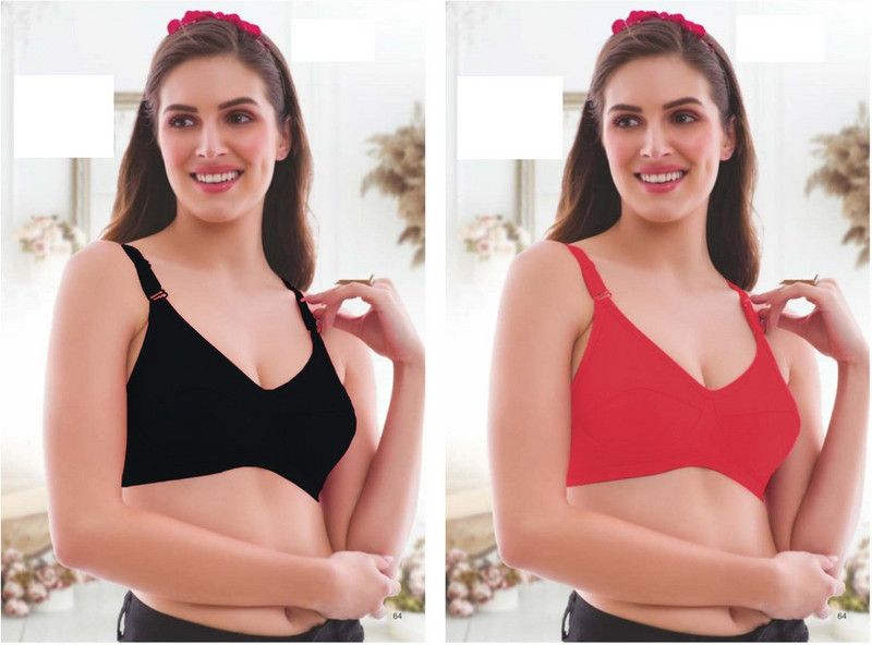 Pack of 2 Women T-Shirt Non Padded Bra  (Black, Brown)