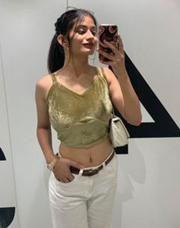 Casual Shoulder Straps Solid Women Green Top