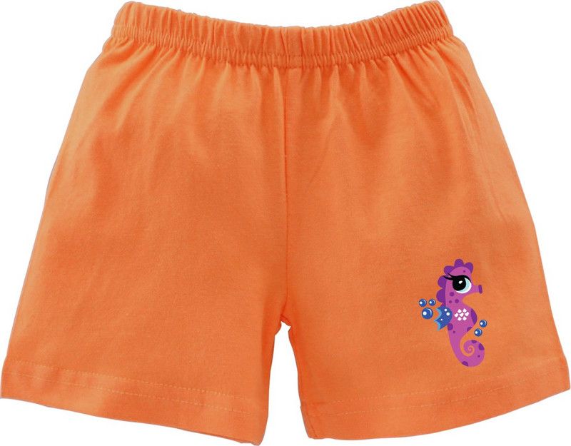 Short For Boys & Girls Casual Solid, Printed Pure Cotton  (Orange, Pack of 1)