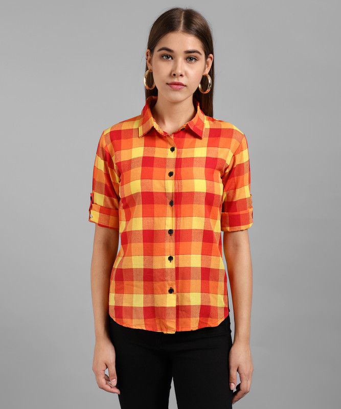 Women Regular Fit Self Design, Checkered Casual Shirt