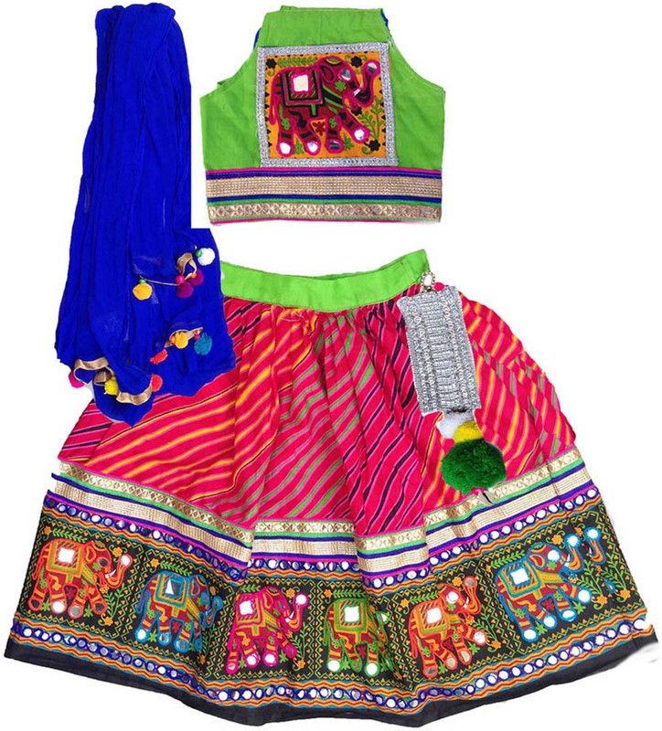 Baby Girls Lehenga Choli Fusion Wear Embroidered Lehenga, Choli and Dupatta Set  (Red, Pack of 1)