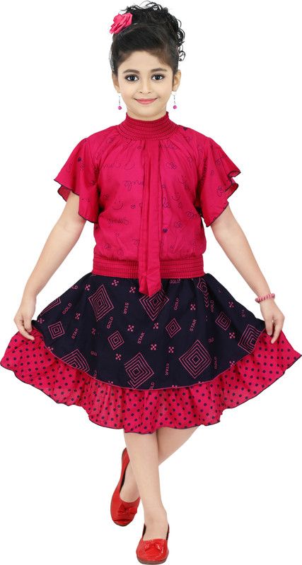 ShopGlobal Girls Party(Festive) Top Skirt  (Pink)