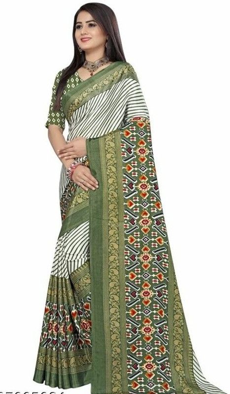Self Design, Striped Daily Wear Brasso Saree  (Green)