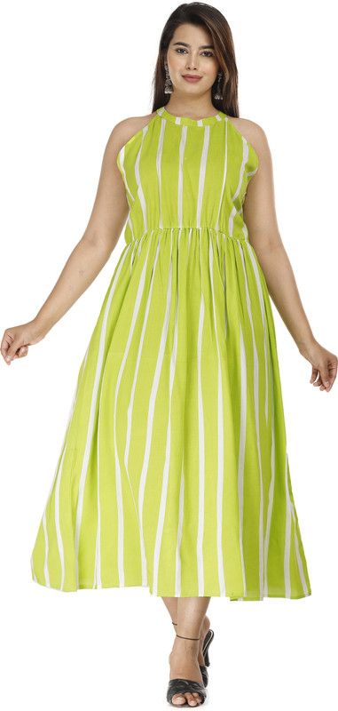 Women Gown Green, White Dress