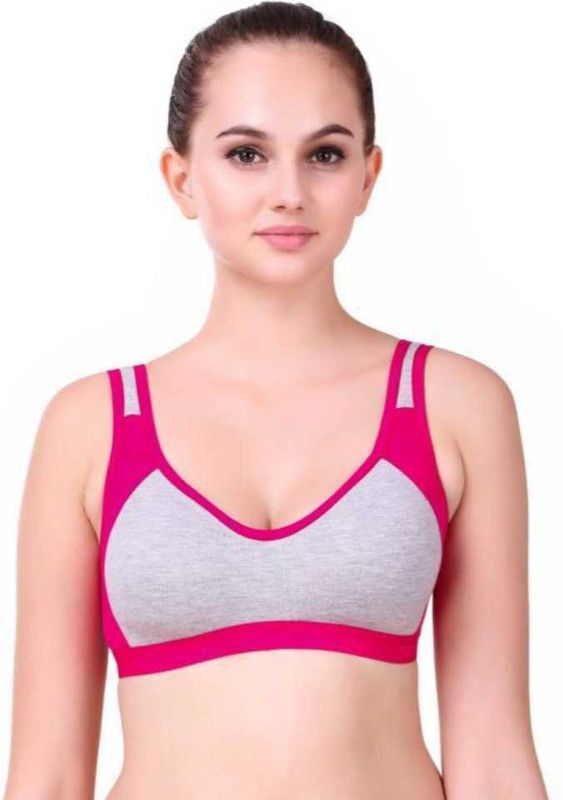 Women Sports Non Padded Bra  (Grey, Pink)