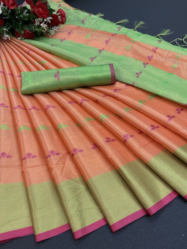 Self Design Bhagalpuri Pure Cotton Saree  (Pink)