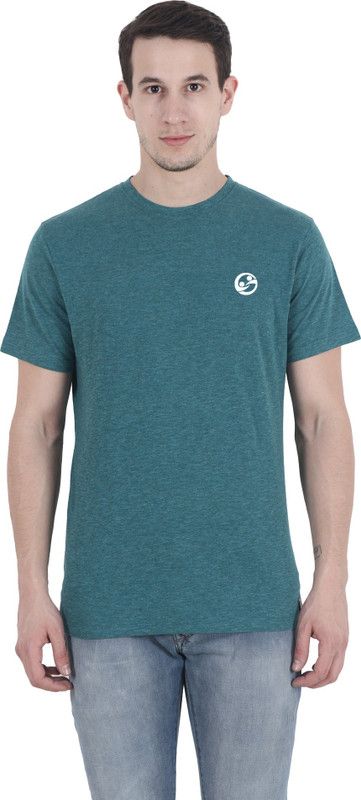 1005-301-2XL Men Solid Round Neck Pure Cotton Green T-Shirt
