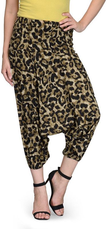 Women Regular Fit Brown, Black Crepe Trousers