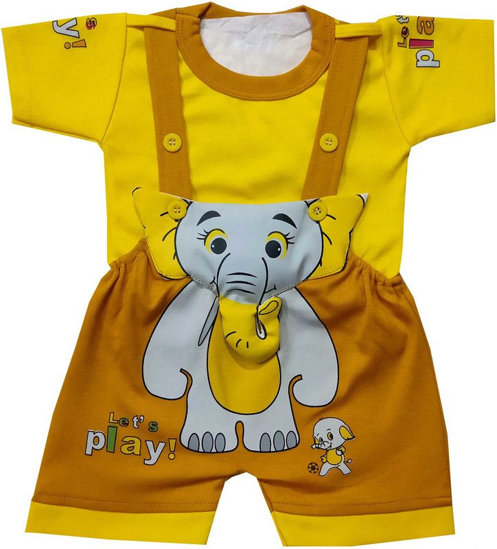 Dungaree For Baby Boys & Baby Girls Party Embroidered Cotton Blend  (Red, Pack of 1)