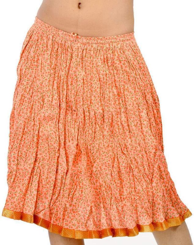 Women Printed Regular Orange Skirt