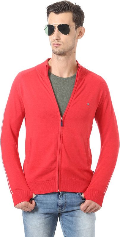 Men Solid Turtle Neck Red Sweater