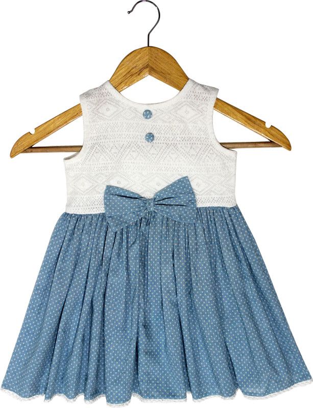 Girls Short/Mid Thigh Casual Dress  (Light Blue, Sleeveless)
