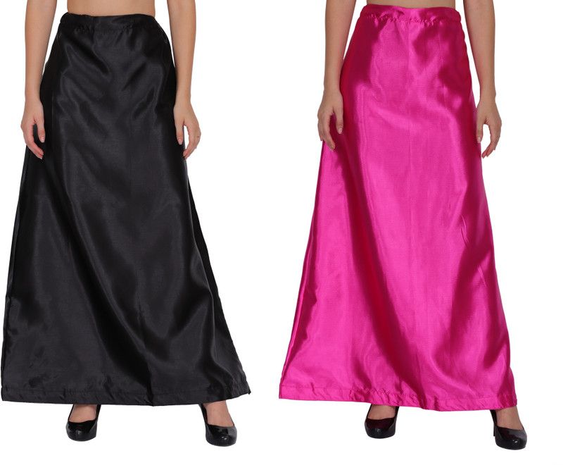 WO AI NI PT04-PT10-Black-Magenta Satin Blend Petticoat  (Free)