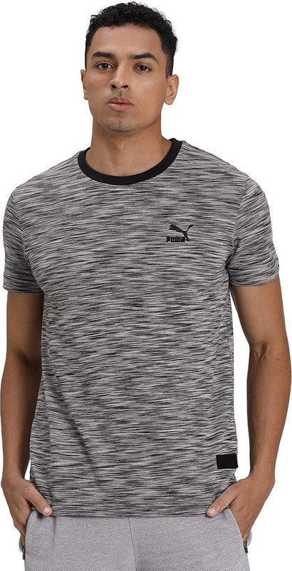 VK Stylised Tee II Men Printed Round Neck Cotton Blend Black T-Shirt