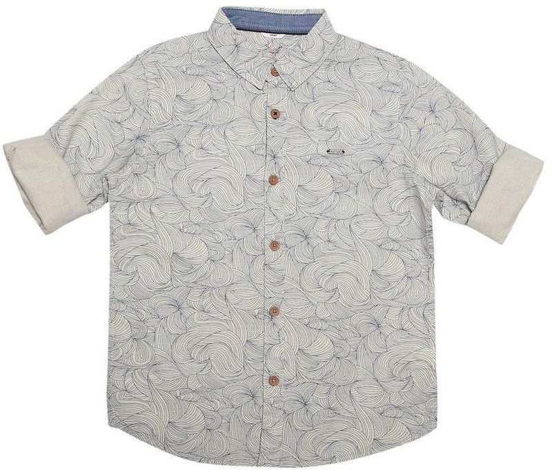 Boys Regular Fit Printed Spread Collar Casual Shirt