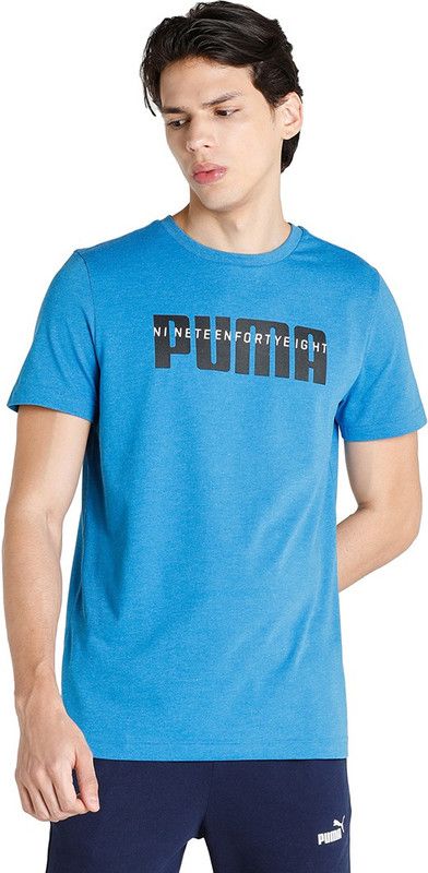 Ms Graphic Tee Men Graphic Print Round Neck Cotton Blend Blue T-Shirt