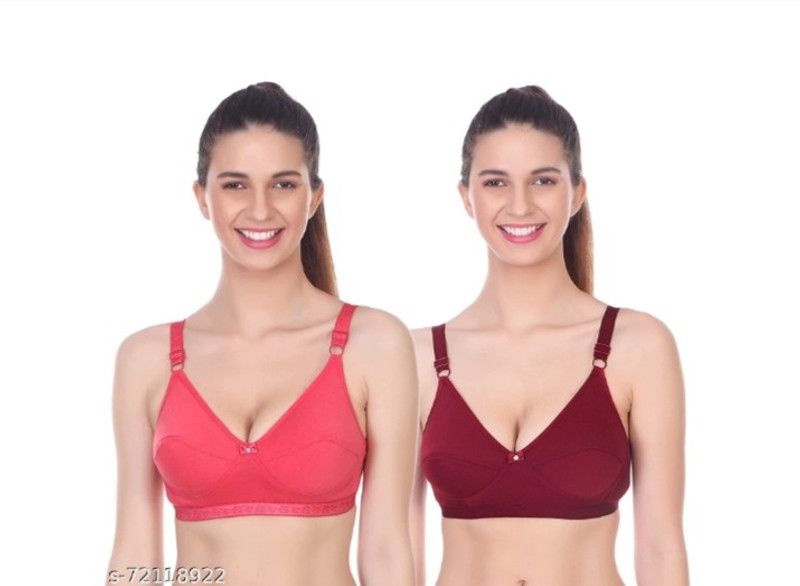 Pack of 2 Women Bralette Non Padded Bra  (Maroon, Red)