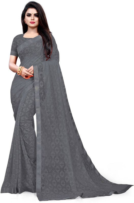 Fashion Net Saree  (Grey)