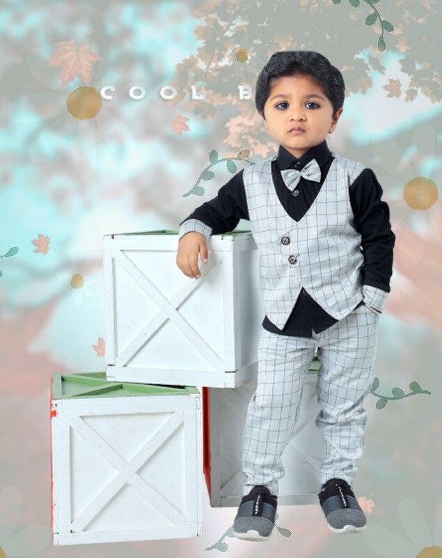 Phanix Baby Boys Casual Jacket Pant, Bow Tie  (Multicolor)