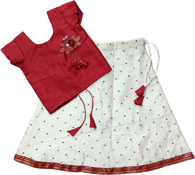 Charan Kanya Baby Girls Party(Festive) Top Skirt  (Multicolor)