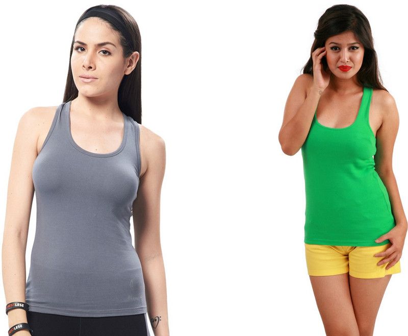 Women Green, Grey Tank Top/Vest
