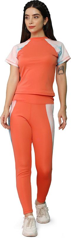 Women Co-ords Orange Colorblock