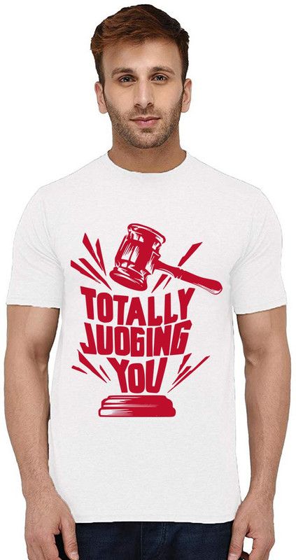 Totally Judging You Men Graphic Print Round Neck Pure Cotton White T-Shirt