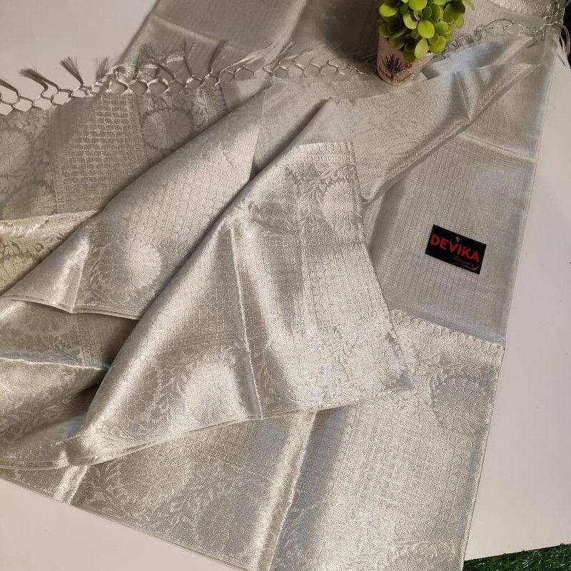 Self Design Daily Wear Tissue Saree  (Beige)