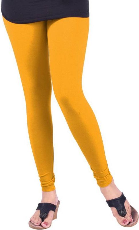 PINOVO Churidar Ethnic Wear Legging  (Yellow, Self Design)