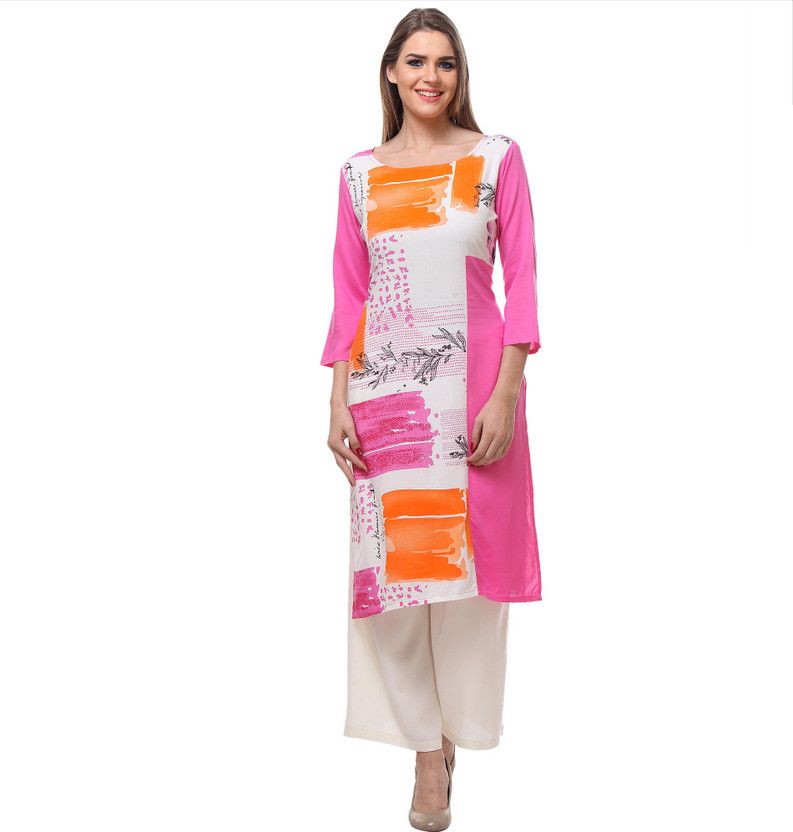 Pack of 2 Women Solid Viscose Rayon Straight Kurta  (Multicolor)