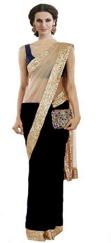 Self Design Bollywood Handloom Cotton Blend Saree  (Black, Beige)